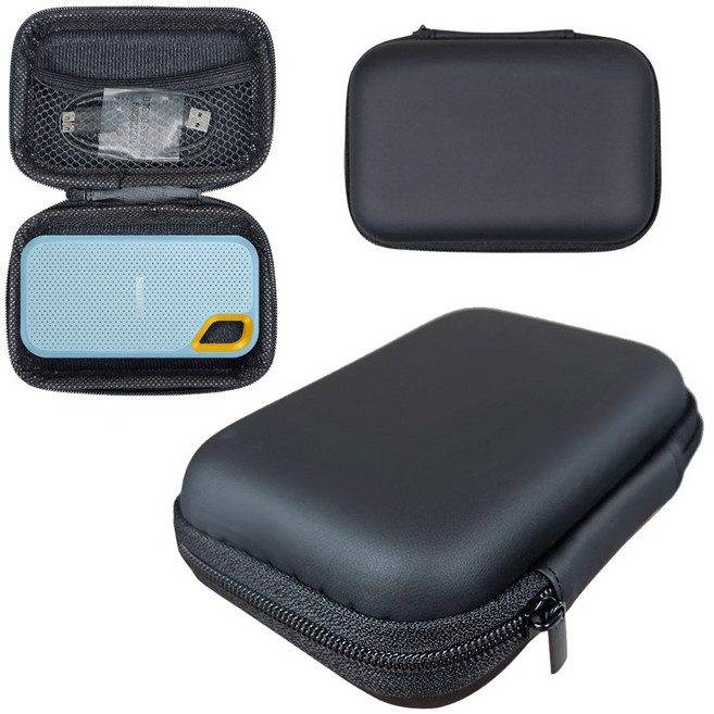 호환 샌디스크 외장SSD Extreme 익스트림 케이스 파우치 E61 E60 E30 가방, 올블랙 외장하드 파우치