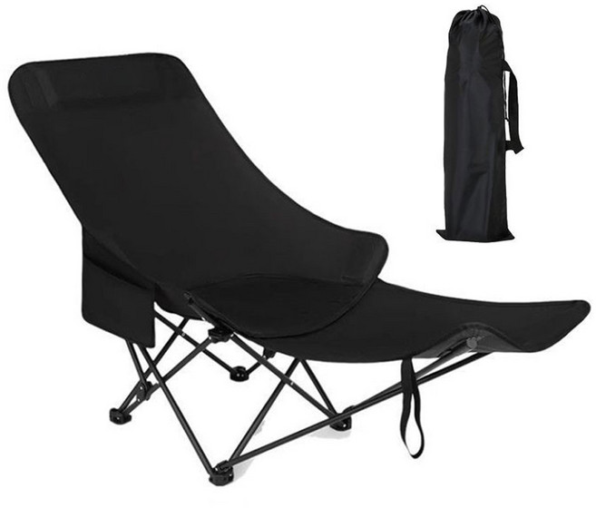 FLOENBIT 캠핑의자 접이식 릴렉스체어 등받이 조절 각도조절, 1개, 블랙