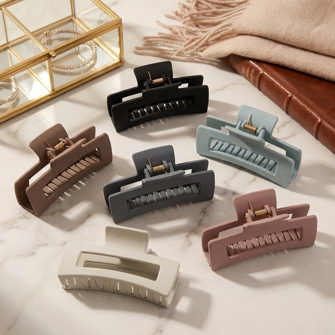 스퀘어 무광 대형 올림머리 반묶음 유니크 심플 헤어 집게핀
