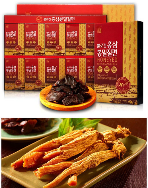 국내산 4년근 홍삼 절편 간편히 먹는 홍삼절편 맥반석 홍삼정 사양벌꿀 10개입 2개