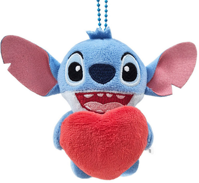 디즈니 스티치 하트 미니 키체인 인형 캐릭터 애착 키링 가방고리, 1개, 혼합
