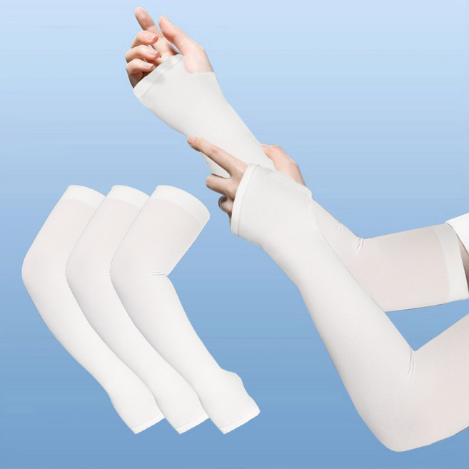 야외활동 필수 UV 자외선차단 쿨링 암 슬리브 손등형 쿨토시 2P x 3 세트, 화이트/화이트/화이트