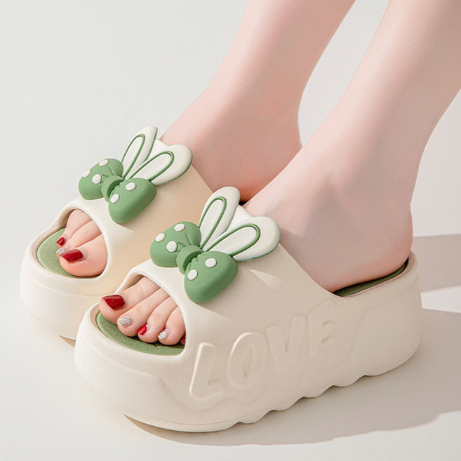 FANSYLI 키높이 슬리퍼 여성 패션 리본 사무실 슬리퍼 통굽 미끄럼 방지 비치 슬리퍼 발 편한 슬리퍼 X2506J5