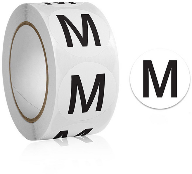 바이트 옷 사이즈 라벨 화이트 스티커, 1롤, 500개