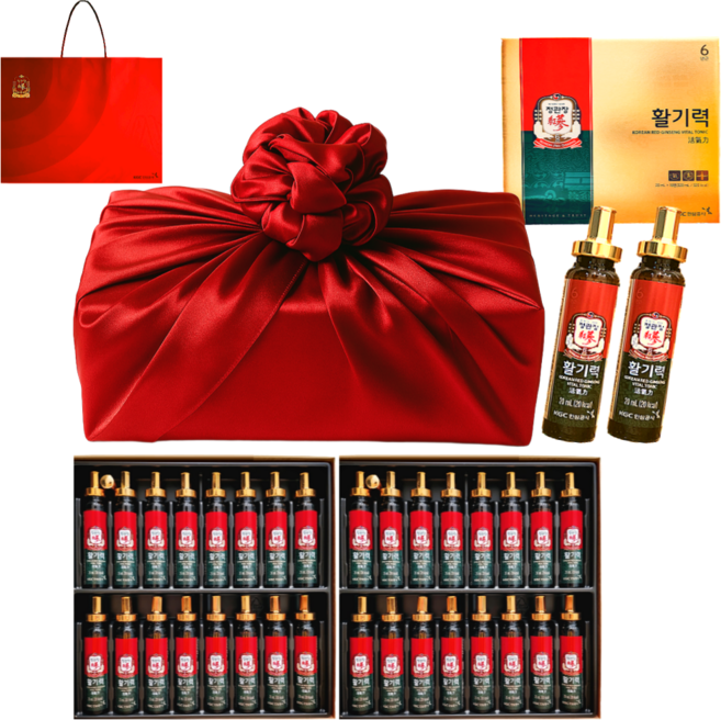 정관장 활기력 32병(16병 X 2개) 선물세트 + 고급 보자기 포장 (숀글로벌), 640ml, 1개, 에너지넘치는 스카이블루