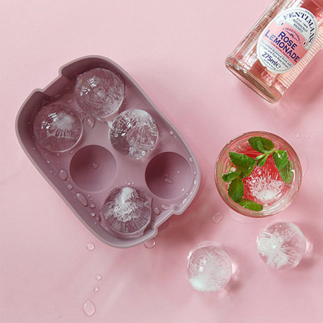 파스텔 실리콘 원형 빅 아이스볼 얼음몰드 6구 주방 인테리어 소품 디자인 아이디어 상품, 핑크, 1개