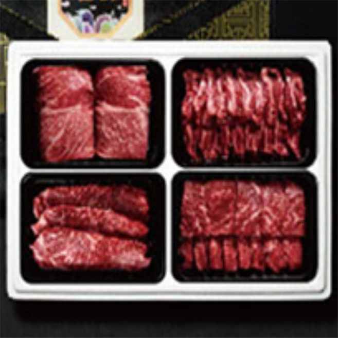 유쎌몰 4구 모듬구이세트 1.2kg (등심 갈비 채끝 부채살) 소고기한우 안심한우