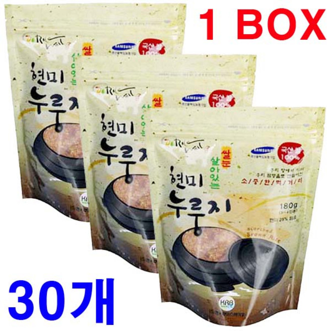 A27011 쌀눈이 살아있는 현미누룽지 180gx30개(한박스) 국산 간식 죽 영양식 노인 단체 급식 과자, 180g, 30개, 30개