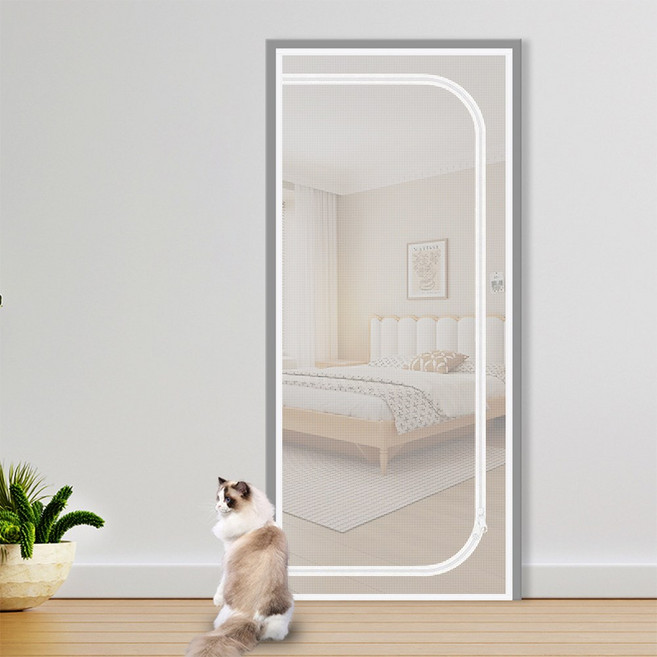 Sgirl 지퍼형 메쉬 반려동물 안전문, D형 메쉬 - 화이트, 1개