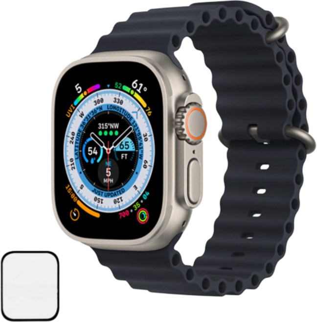 NUBASE 애플워치 9 울트라스트랩 호환 오션밴드 시계줄, 네이비