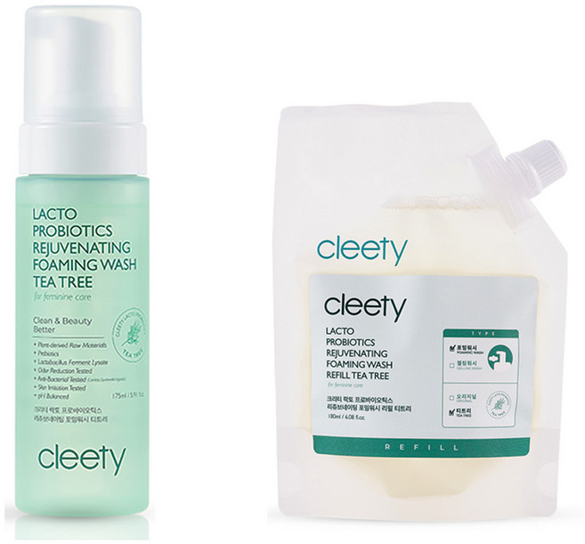 크리티 락토 프로바이오틱스 리쥬브네이팅 포밍워시 여성청결제 본품 175ml (티트리향) + 리필 180ml(티트리향) 세트, 1개, 355g