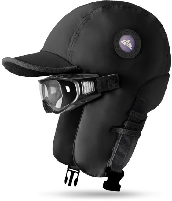 라라티와이 미랜다 남녀공용 겨울 방한 방풍 따뜻한 스키 보드 모자 (고글포함), 블랙투명고글, 1개