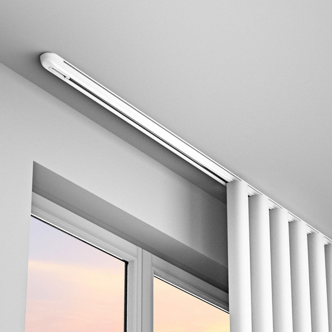 합금 커튼 레일 유형 장착 상단 슬라이드 가이드 펀칭 더블 트랙 무소음 L 형, 모노레일 화이트(상단 장착)