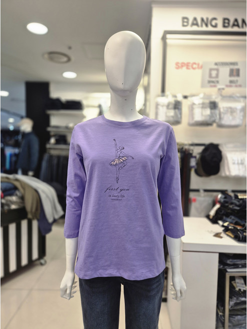 뱅뱅 봄 #신상 반값# 여성 프린트 면 100% 7부 소매 티셔츠 NTM257