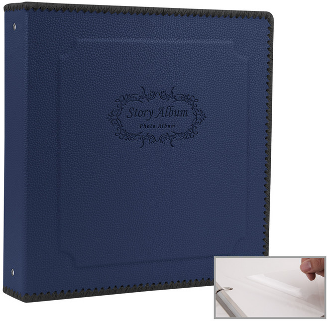 제이앤에이치 민자형 백지접착 스토리앨범, 네이비, 50매