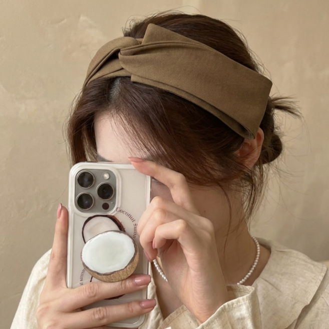 소이린 넓은 여성 리본 반다나 헤어밴드 머리띠