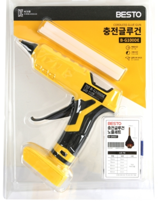 베스토 무선 충전 글루건 노즐세트 포함 디월트 밀워키 마끼다 호환 B-G100, 1개