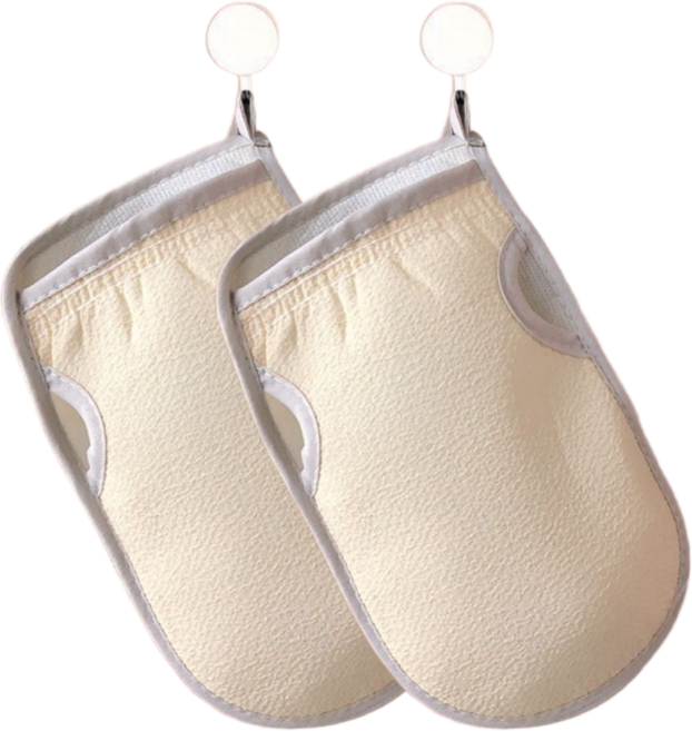 누리아띠 부들부들 때수건 저자극 목욕 때밀이 타월, 1개, 2개입, 아이보리