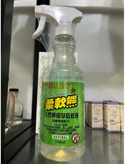 柔軟熊 草本檸檬香茅油 550ml 有機精油配方 溫和不刺激 驅蚊蟲除臭多用途, 1個, 柔軟熊 檸檬草550ml