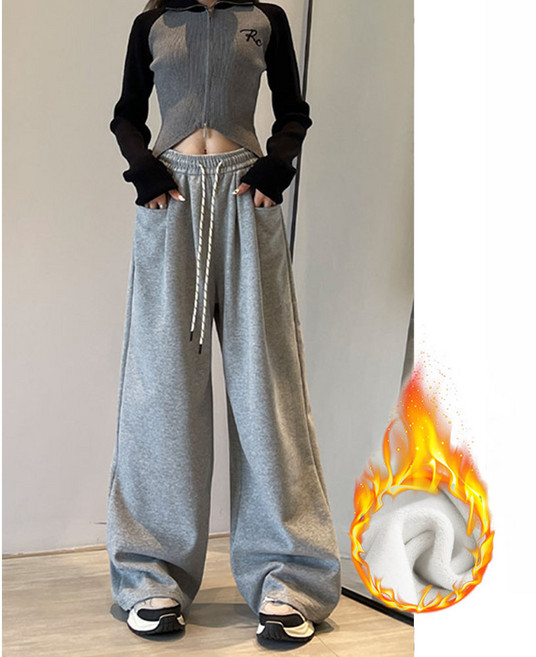 깜지호호 여성용 하이웨스트 와이드 트레이닝 밴딩 팬츠