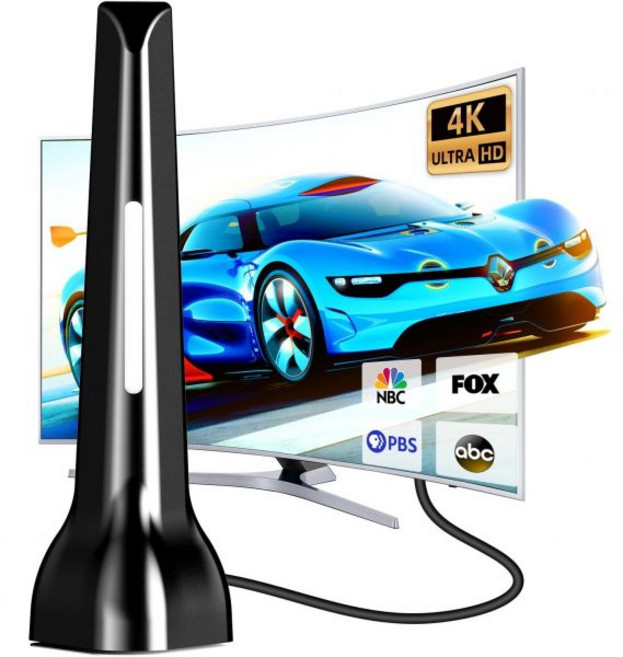 2025 스마트 TV용 디지털 TV 안테나 - 실내 HDTV 안테나 300마일 이상 주행 가능 범위 8K 4K 1080p TV 지원 지역 채널에서 가장 강력한 수신 - 8.2피, Silver grey