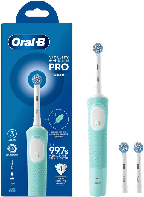 오랄비 바이탈리티 프로 초미세모 전동칫솔, D103, 민트그린, 1개