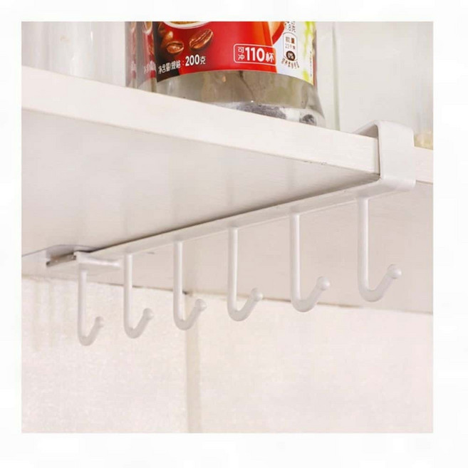 주방 벽부착 거치대 6구 행주 조리도구 걸이 수건 국자 무타공 접착
