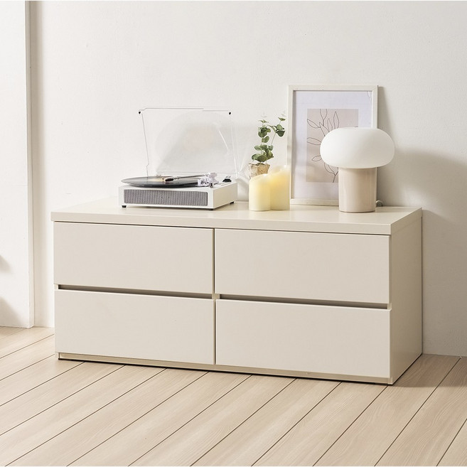 파로마 네오 이벨리 2단 와이드 서랍장 1200 NEO1444, 크림화이트