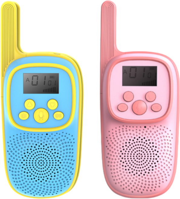 montheria 무전기 가족 상호 작용 워키토키 통화거리 3KM 비상등기능 A598-66, 핑크+블루, 1개