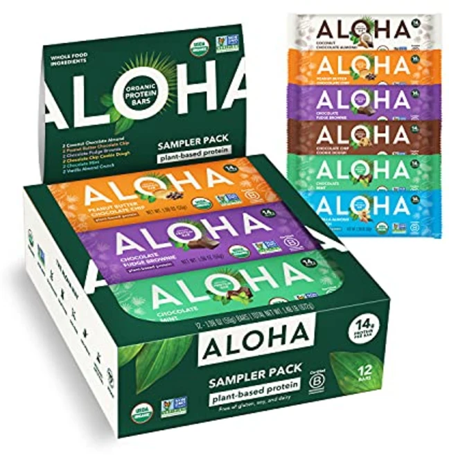ALOHA 유기농 식물 기반 단백질 바 - 6가지 맛 다양한 ALOHA Organic Plant Based Protein Bars - 6 Flavor Variety Pack - 1, 버라이어티 팩 (6가지 맛), 1개 - 쿠팡
