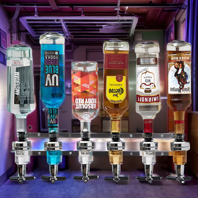 내집내산 하이볼 위스키 양주 디스펜서 거치대, 스테인실버, 2개, 가로형