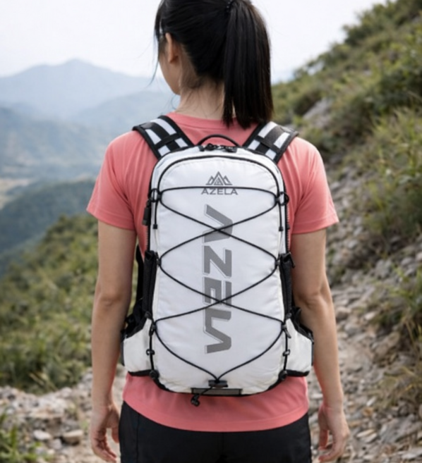 AZELA 초경량 등산 백팩 12L 통기성 좋은 하이드레이션 가방 트레킹 러닝 겸용, 화이트 그레이, 1개