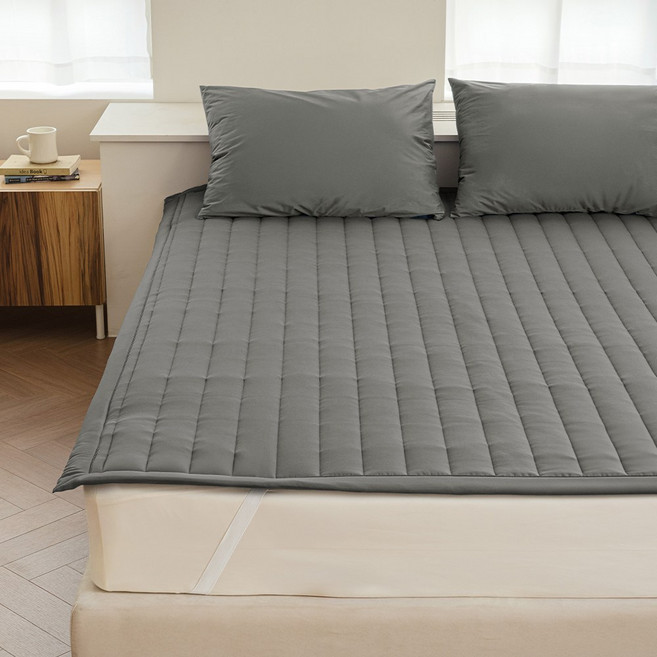 더자리 프리미엄 국내제조 세미마이크로 누빔 침대패드, 차콜그레이