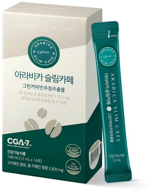 오브맘 아라비카 슬림카페 그린커피빈주정추출물 체지방 감소 건강기능식품, 1박스, 14회분 - 쿠팡
