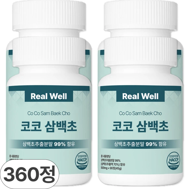 삼백초 추출물 식약청인증 HACCP 리얼웰 코코삼백초, 4개, 90정 - 쿠팡