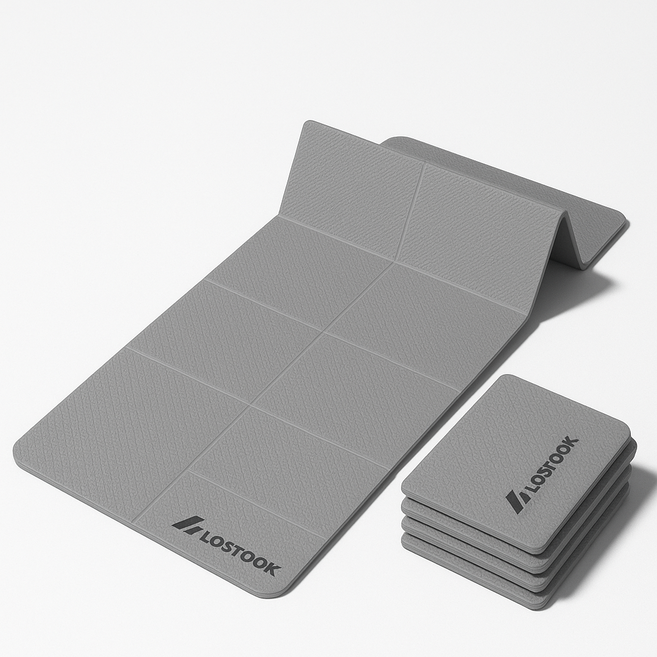 LOSTOOK 요가매트 접이식 홈트, 1개, 그레이