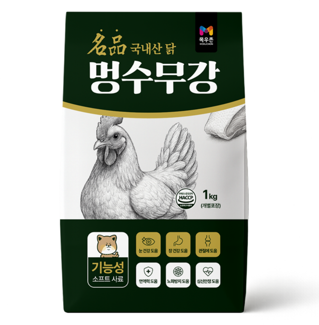 목우촌 펫 멍수무강 기능성 소프트 사료 전연령, 1개, 1kg, 닭