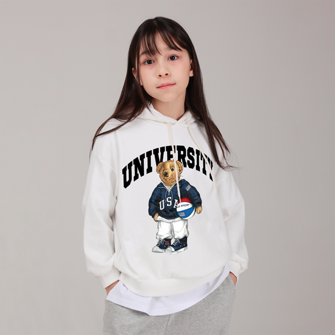 [국내 생산] 마고주니어 주니어용 오버핏 농구곰 후드 티셔츠 [키130/키140/키150/키160]