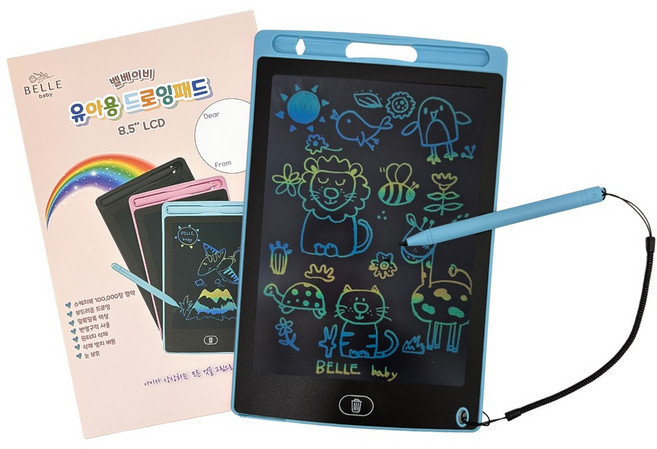 벨베이비 유아용 LCD 드로잉패드, 1개, 스카이블루