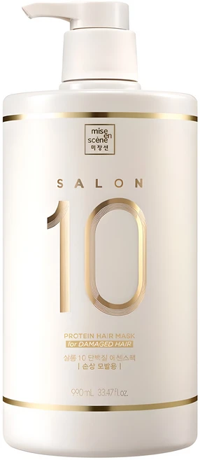 미쟝센 살롱10 단백질 에센스 헤어팩 손상 모발용, 990ml, 1개 - 쿠팡
