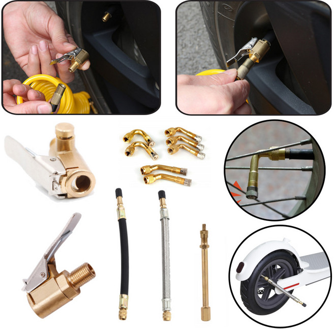 8mm 원터치 에어척 밸브 공기 주입 호스 샤오미 에어 펌프 집게 연장 각도 노즐 슈레더 어답터, 4.각도연장벨브130도, 1개