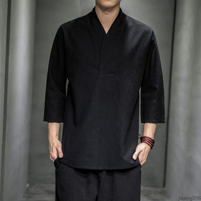 남성 개량 한복 여름 남자 상의 생활 계량 저고리 세트 삼베옷 자수
