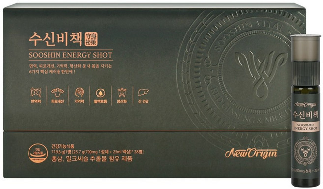 뉴오리진 홍삼녹용+밀크씨슬 수신비책 세트 28병, 770.7g, 28개