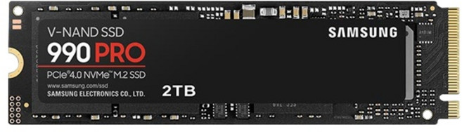 [삼성전자] 공식인증 990 PRO M.2 NVMe 2280 [2TB MZ-V9P2T0BW], 단일, 2TB