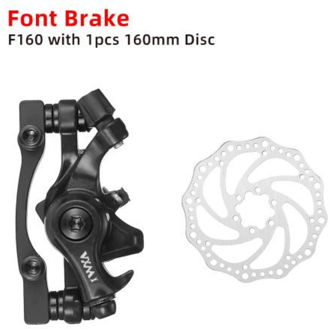 VXM 알루미늄 합금 자전거 디스크 브레이크 산악 도로 MTB 자전거 기계식 켈리퍼 디스크 브레이크 사이클링, F160 Brake Black, 1개