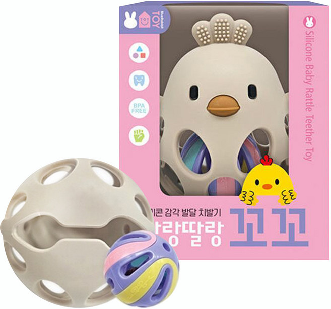 제이북스 실리콘 감각 발달 치발기 딸랑딸랑 꼬꼬, 단품, 단품