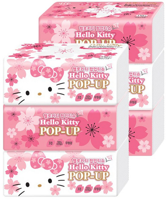 헬로키티 팝업티슈 벚꽃 3겹 110매, 3개입, 2세트