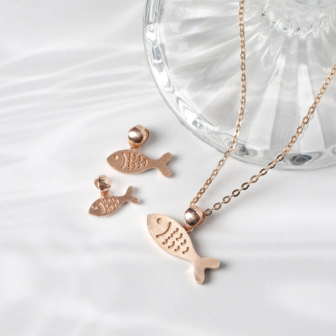 오로프 전제 14K 금 행운 물고기가족 펜던트 (3가지 사이즈)