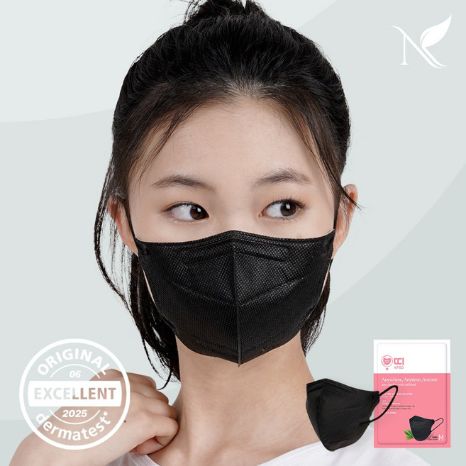 순수아띠 KF80 숨쉬기 편한 새부리형 국내생산 보건용 마스크 파우치형, 10개입, 5개, [KF80] 중형 블랙