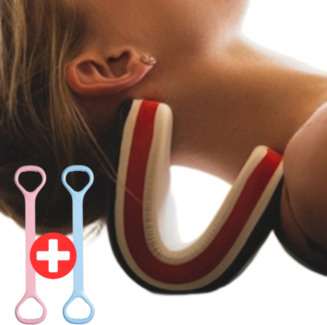 모글스 목 경추 스트레칭 마사지기 베개, 1개, 진블랙